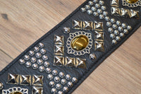 Carlino Pyramid Power Energy Strap Gold Hematite Black leather strap