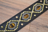 Carlino Orianthi Signature Tigereye Rhinestone Black leather Strap
