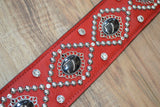 Carlino Orianthi Signature Black Hematite and Rhinestone Red leather Strap 2021 Black