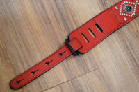 Carlino Orianthi Signature Black Hematite and Rhinestone Red leather Strap 2021 Black