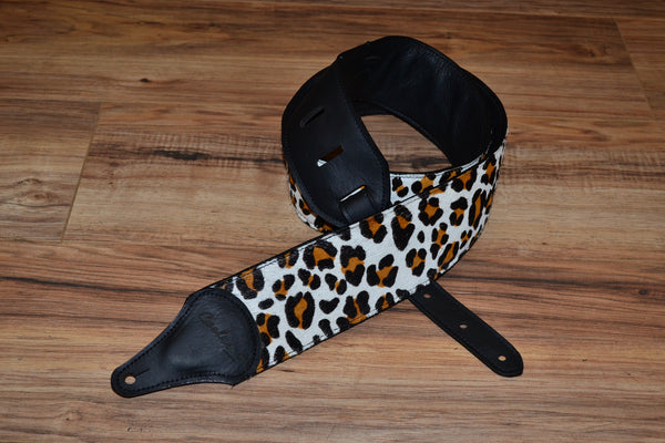 Carlino Custom Snow Leopard Leather Guitar Strap