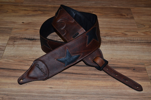 Carlino Offset Star Leather Guitar Strap, Evan Stanley Style
