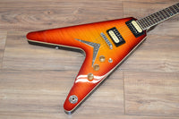 Dean V 79 Trans Cherry Sunburst Flame Top