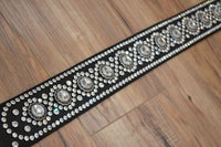 Carlino Custom Swarovksi  Rhinestone Studded Leather Guitar Strap