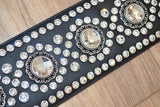 Carlino Custom Swarovksi  Rhinestone Studded Leather Guitar Strap