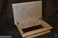Jewelry Box ,Custom Made, exotic wood tops, laser inlaid, with 2 trays, glossed
