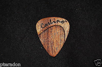 Laser Engraved Carlino Expression Wooden Guitar Picks, Tapered, African Mahogany