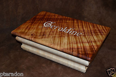 Jewelry Box, Custom Made, Flamed Hawaiian Koa two suede lined Tiger Maple trays