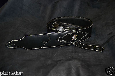 Franklin Guitar Strap Model #8L1B-BK-BK Latigo leather with black suede insert
