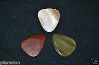 Timber Tones Exotic Guitar Picks 3pk Mussel Shell, Clear Buffalo Horn, Cocobolo