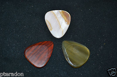 Timber Tones Exotic Guitar Picks 3pk Mussel Shell, Clear Buffalo Horn, Cocobolo