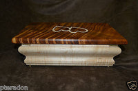 Jewelry Box ,Custom Made, exotic wood tops, laser inlaid, with 2 trays, oiled