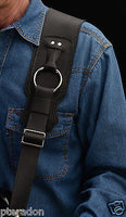 Franklin NEW Bass Strap, NEW with huge chrome rings Black Leather BR-BK-BK
