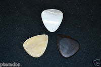 Timber Tones Exotic Guitar Picks 3pk Variety FW Pearl, Buffalo Bone, Afr Ebony