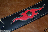 Franklin Guitar Strap Model #8L2C-BK-R,padded bk leather with red leather insert