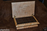 Jewelry Box ,Custom Made, exotic wood tops, laser inlaid, with 2 trays, glossed