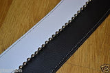 Carlino Custom Michael Schenker Style Black and White Leather Guitar Strap