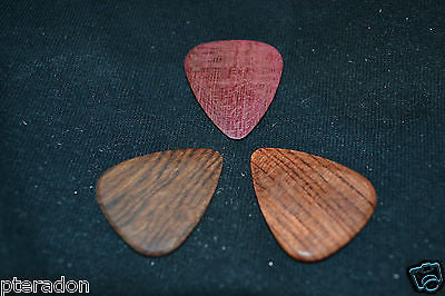 Timber Tones Exotic Wood Guitar Picks 3pk Purpleheart, Bubinga, Mexican Bocote