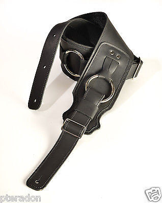 Franklin NEW Bass Strap NEW with huge chrome rings Black Leather BR BK BK
