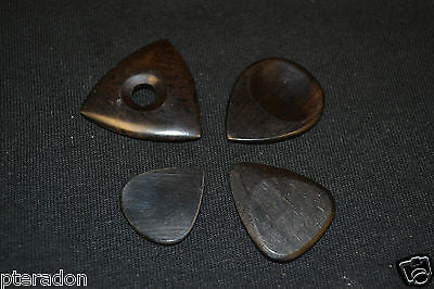 Timber Tones Exotic Guitar Picks 4pk African Ebony/Buffalo Picks 4 styles