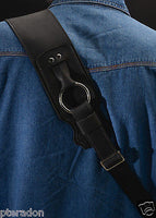 Franklin NEW Bass Strap, NEW with huge chrome rings Black Leather BR-BK-BK