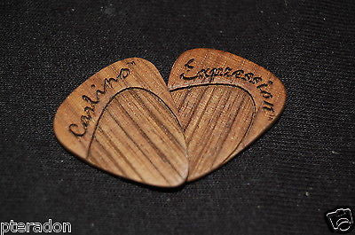 Laser Engraved Wooden Expression Guitar Picks Tapered Thumb Grip