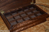 Jewelry Box, Custom,Flamed Bastogne Walnut, Monogrammed, 2 Peruvian walnut trays