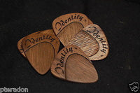 Laser Engraved Wooden Expression Guitar Picks, Tapered Thumb Grip, 6 pack