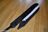Carlino Custom Michael Schenker Style Black and White Leather Guitar Strap