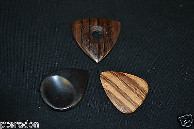 Timber Tones Exotic Guitar Picks 3pk styles, Ebony, Rosewood, Zebrawood Set
