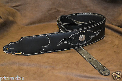Franklin Guitar Strap Model #8L2C-BK-BK Latigo leather with black suede insert