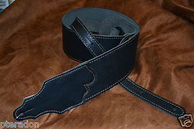 Franklin Leather Guitar Strap Model FSW-BK-G black leather with grey suede back