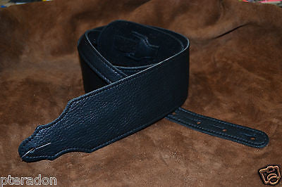 Franklin Leather Guitar Strap 4C-BK-BK, black leather with black buck back