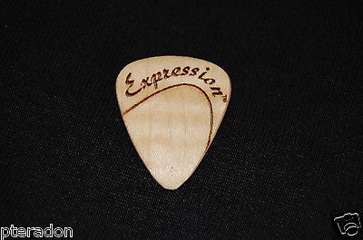 Laser Engraved Carlino Expression Wooden Guitar Picks, Tapered, Curly Maple