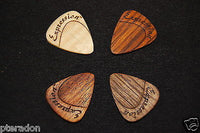 Laser Engraved Carlino Expression Wooden Guitar Picks, 4 pack Exotic woods