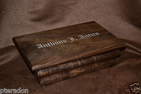 Jewelry Box, Custom Made, Flamed Bastogne Walnut, Full Inlaid Engraved Name