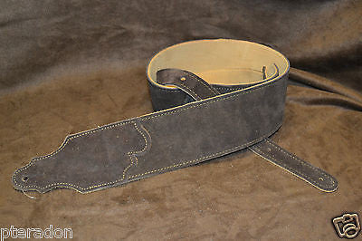 Franklin Suede Leather Guitar Strap Model FSSW-CH-G Chocolate Leather 3" wide