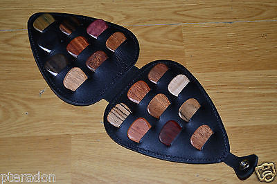 Timber Tones Leather Pick Holder, Complete Exotic Wood Pick Set, standard series