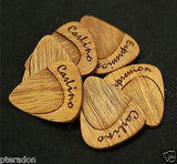 Laser Engraved Wooden Expression Guitar Picks, Tapered Thumb Grip, 6 pack