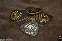 Timber Tones Brown Leather Ukelele or guitar or bass picks, med softness level