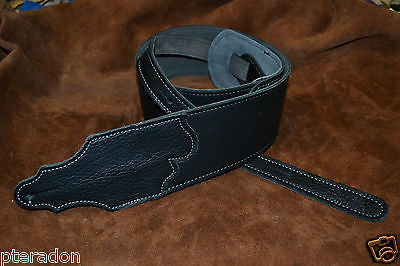 Franklin Leather Guitar Strap Model FSW-BK-S black leather with grey suede back