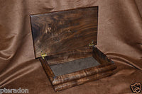 Jewelry Box, Custom Made, Flamed Bastogne Walnut, Full Inlaid Engraved Name