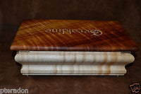 Jewelry Box, Custom Made, Flamed Hawaiian Koa two suede lined Tiger Maple trays
