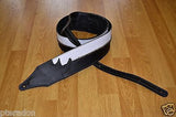 Carlino Custom Michael Schenker Style Black and White Leather Guitar Strap