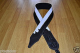 Carlino Custom Michael Schenker Style Black and White Leather Guitar Strap