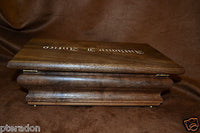 Jewelry Box, Custom Made, Flamed Bastogne Walnut, Full Inlaid Engraved Name