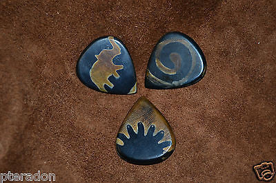 Timber Tones Guitar Picks 3pk Tribal Tones,Elephant,Snake,Anemone Buffalo picks
