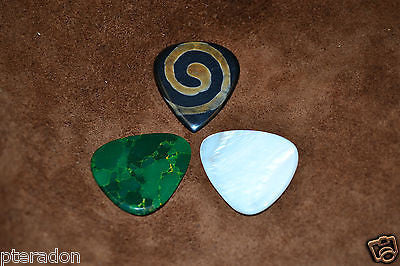 Timber Tones Guitar Picks 3pk Snake, Arizona Jade, White Fresh Water Pearl set