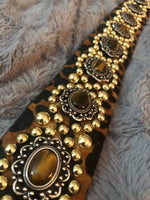 Carlino Leopard leather studded purse/bag strap gold studs
