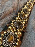 Carlino Leopard leather studded purse/bag strap gold studs